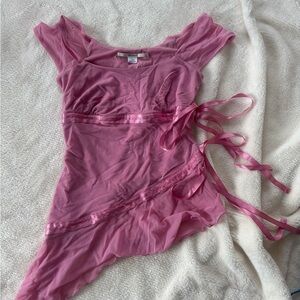 Coquette Ribbon Pink Sheer Top - Kimchi Blue